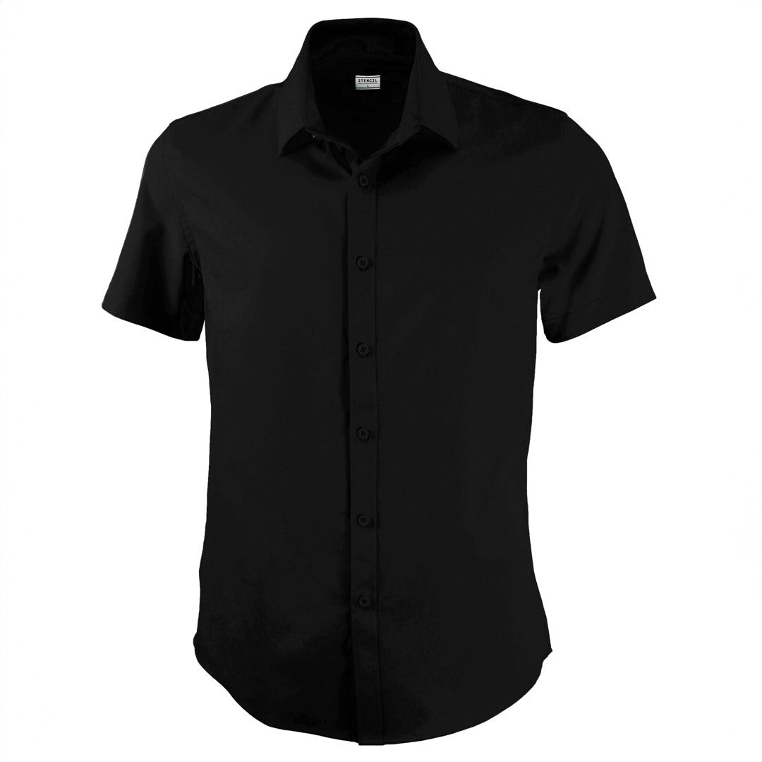 House of Uniforms The Essential Shirt | Short Sleeve | Mens Stencil Black