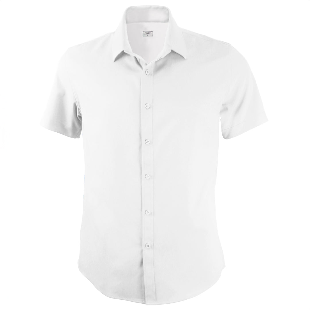 House of Uniforms The Essential Shirt | Short Sleeve | Mens Stencil White