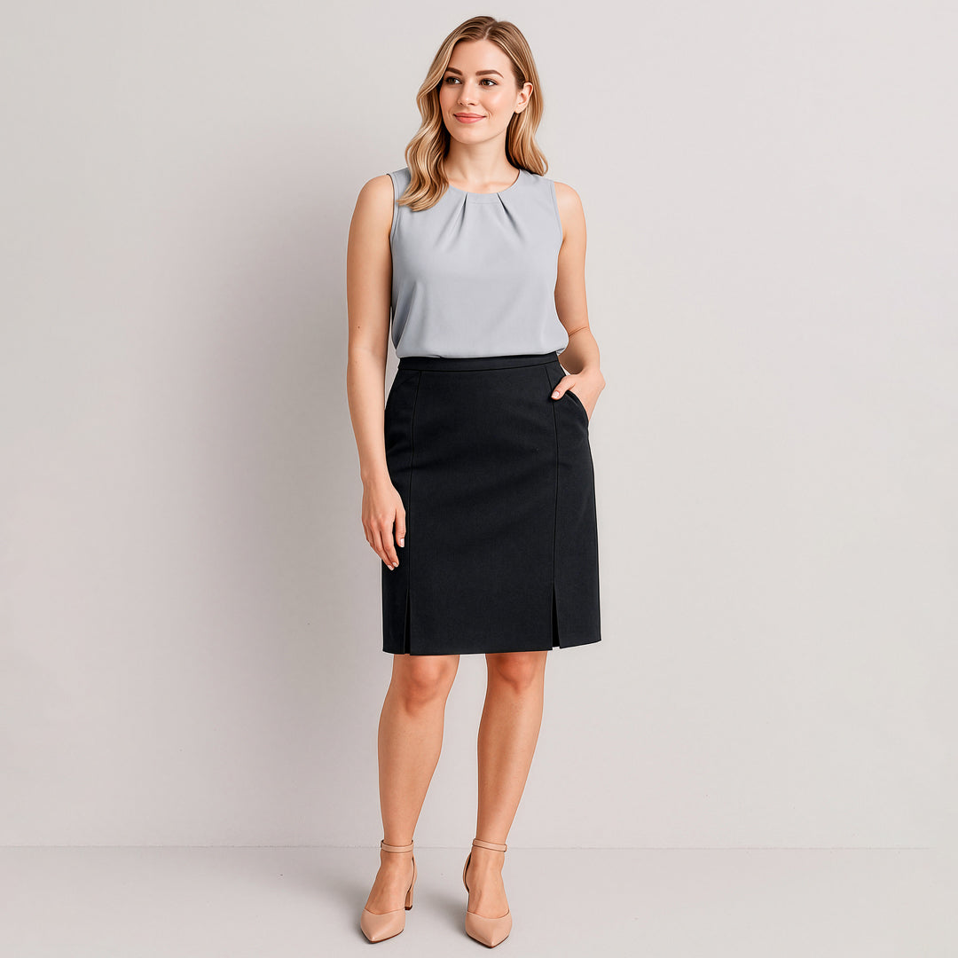 Biz Corporates The Siena Pleat Skirt | Ladies Skirts