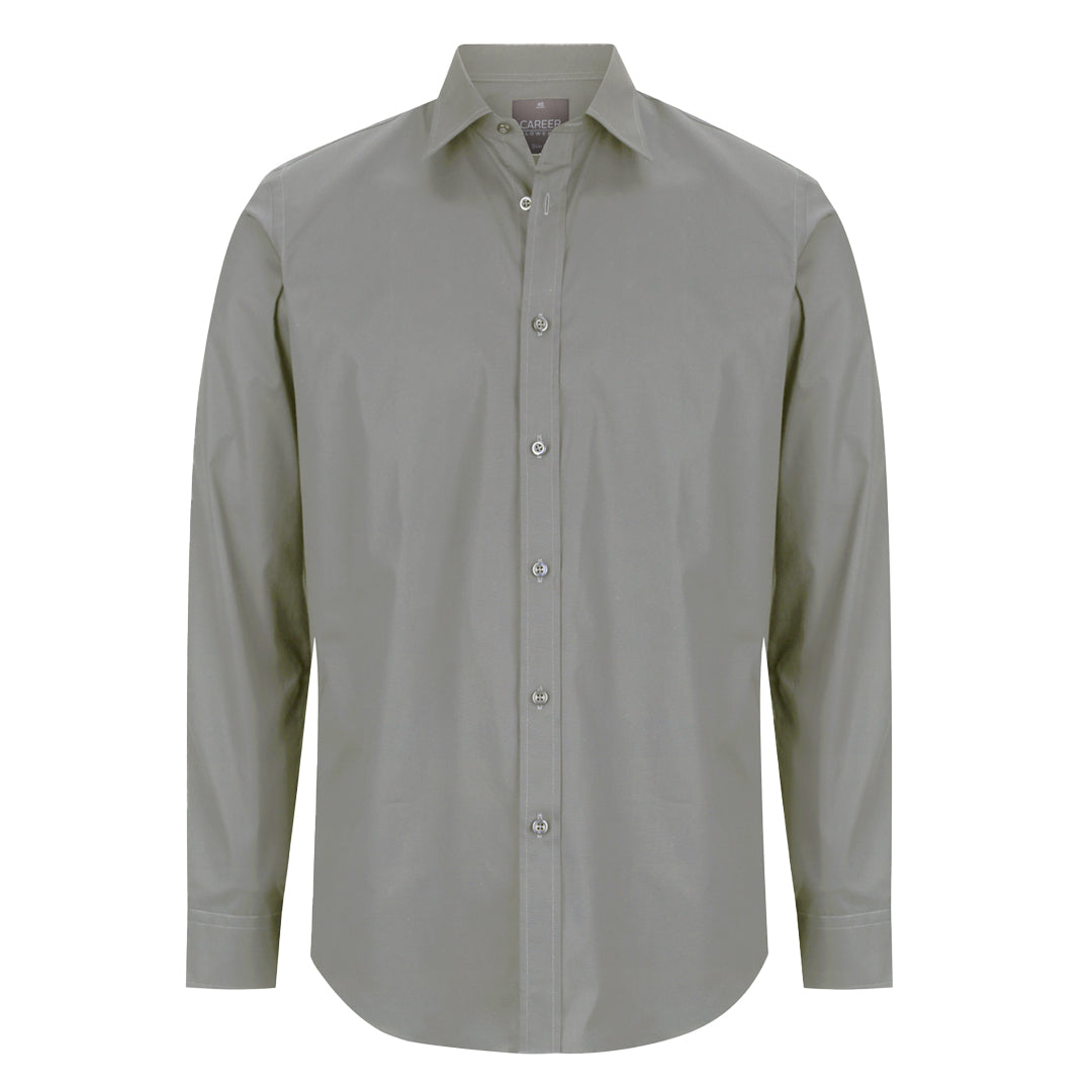 House of Uniforms The Slim Fit Olsen Shirt | Mens | Long Sleeve Gloweave Moss