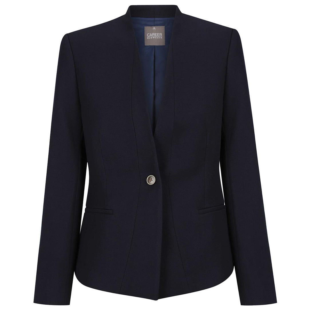 House of Uniforms The Bronte Textured Crop Jacket | Ladies Gloweave Navy