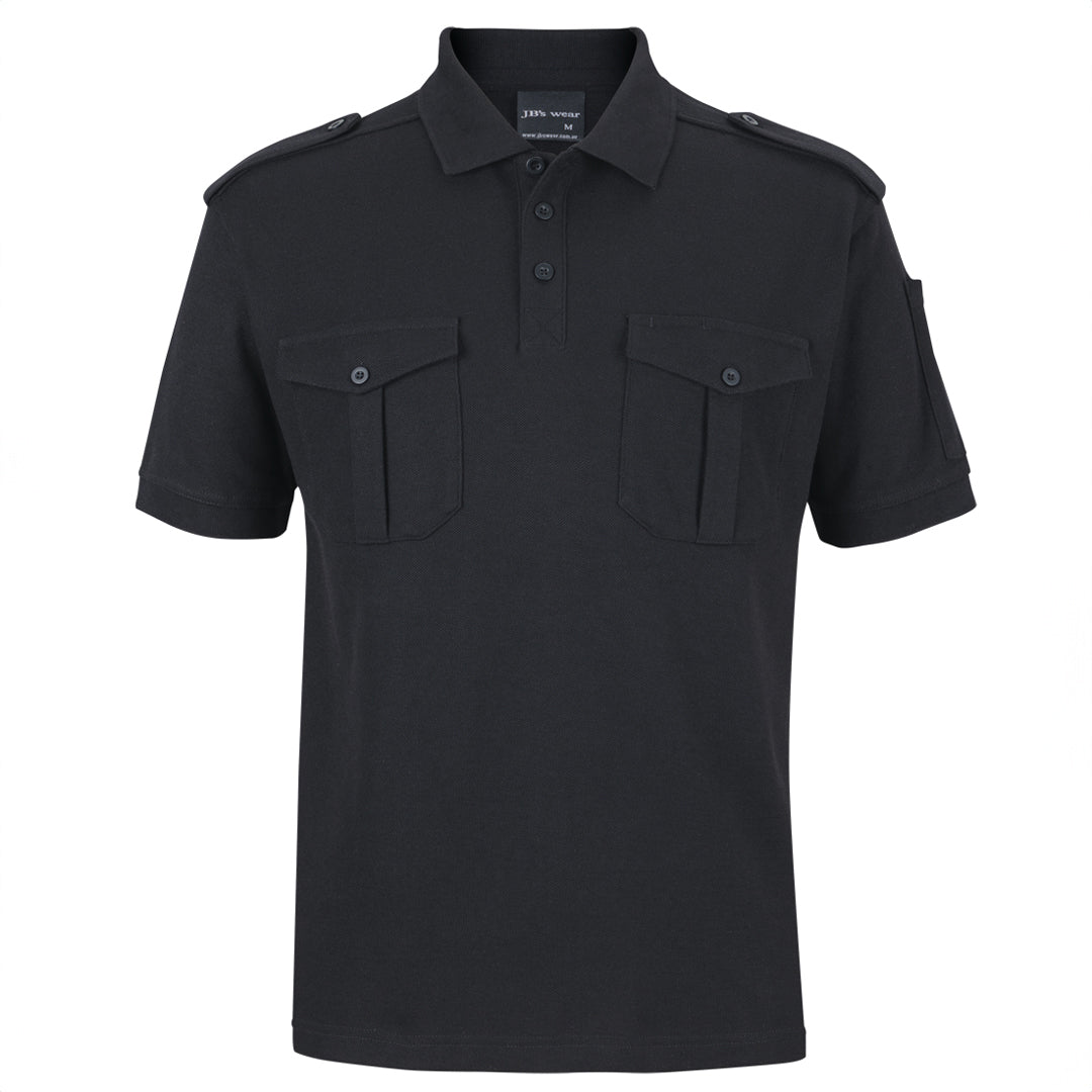 House of Uniforms The Epaulette Polo | Short Sleeve Jbs Wear Black