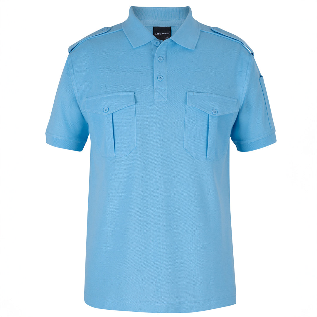 House of Uniforms The Epaulette Polo | Short Sleeve Jbs Wear Light Blue