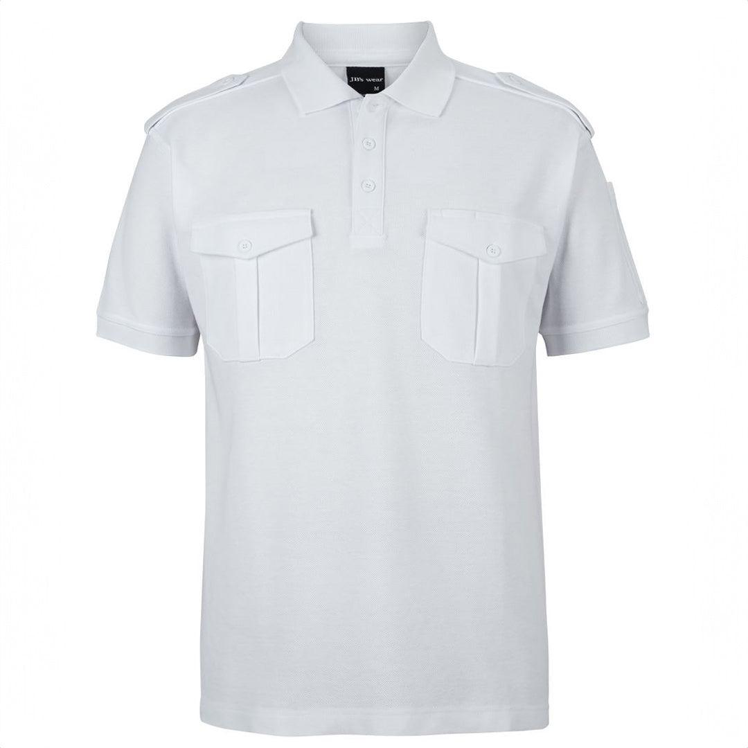 House of Uniforms The Epaulette Polo | Short Sleeve Jbs Wear White