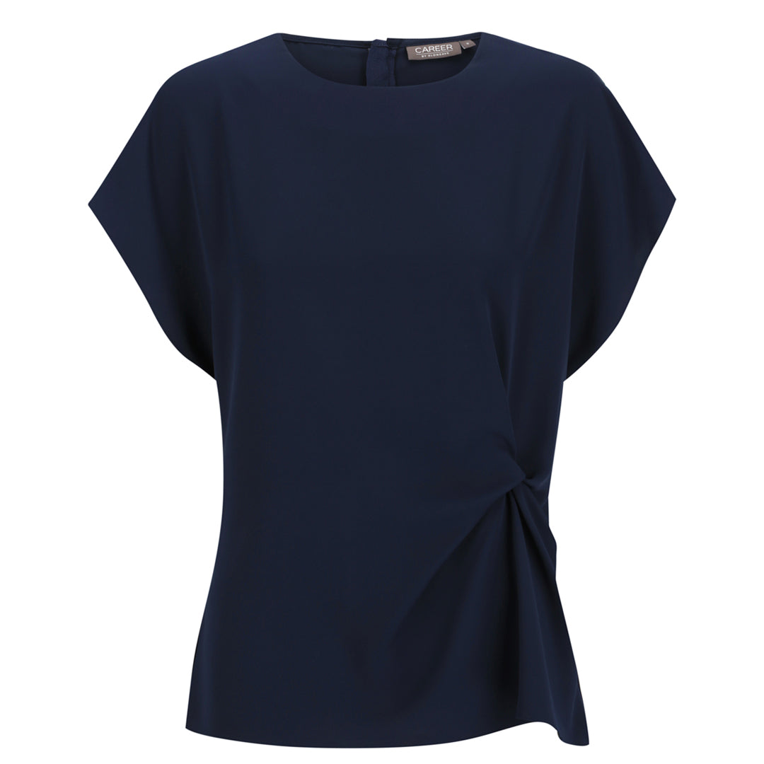 House of Uniforms The Ascot Twist Front Top | Ladies Gloweave Navy