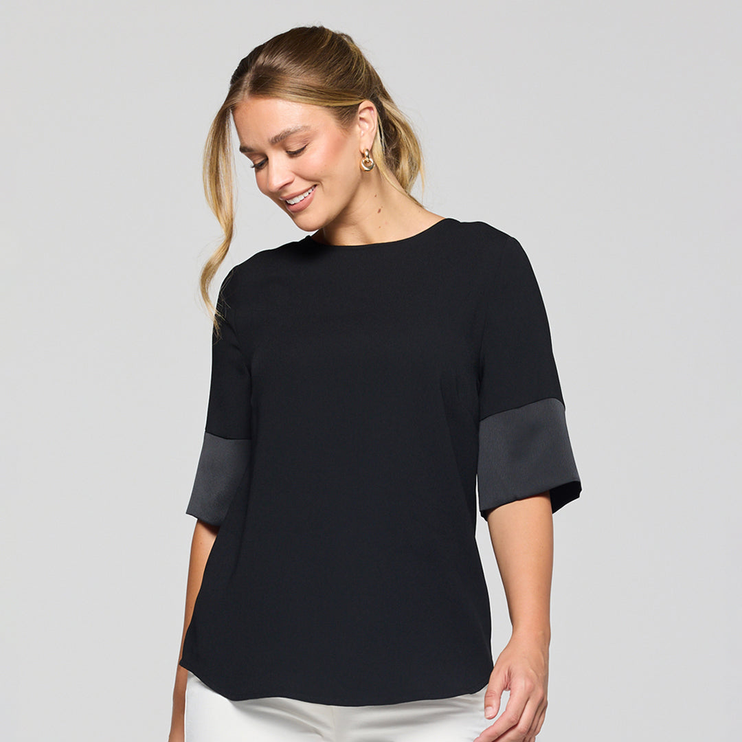 House of Uniforms The Celine Contrast Sleeve Top | Ladies Gloweave