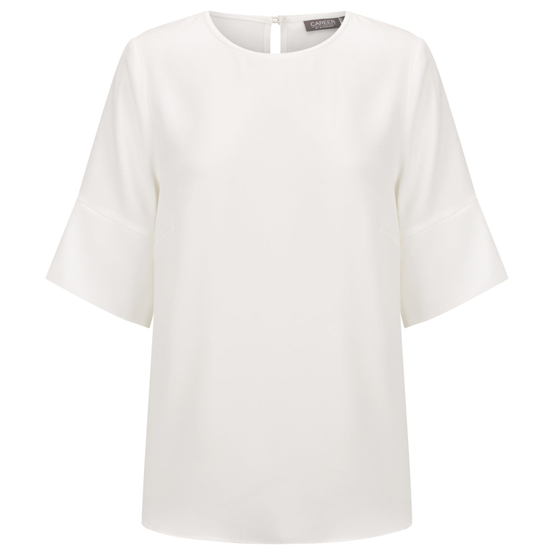 House of Uniforms The Celine Contrast Sleeve Top | Ladies Gloweave Pearl