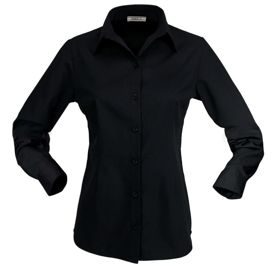 House of Uniforms The Essential Shirt | Long Sleeve | Ladies Stencil Black