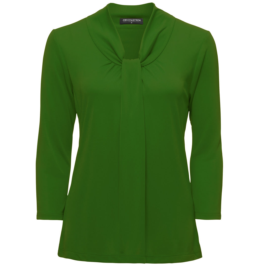 House of Uniforms The Pippa Knit Top | Ladies | 3/4 Sleeve City Collection Green