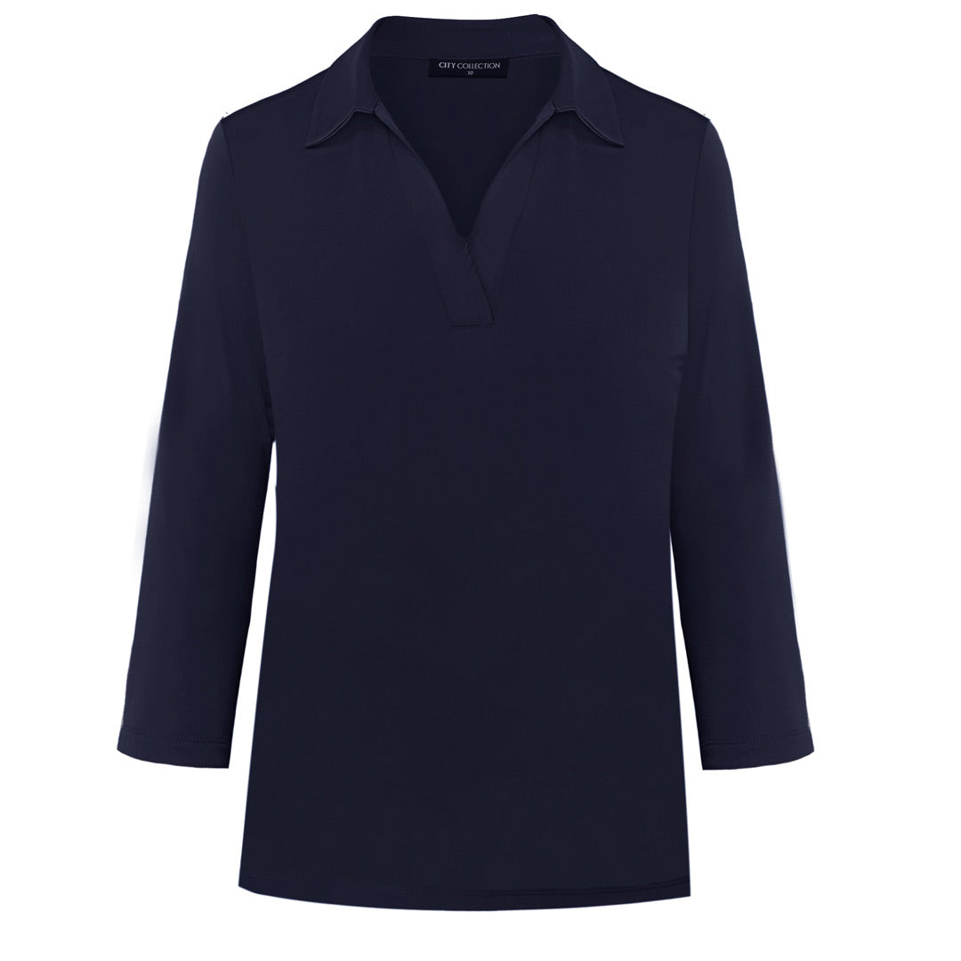 House of Uniforms The Ella Knit Top | Ladies | 3/4 Sleeve City Collection Navy