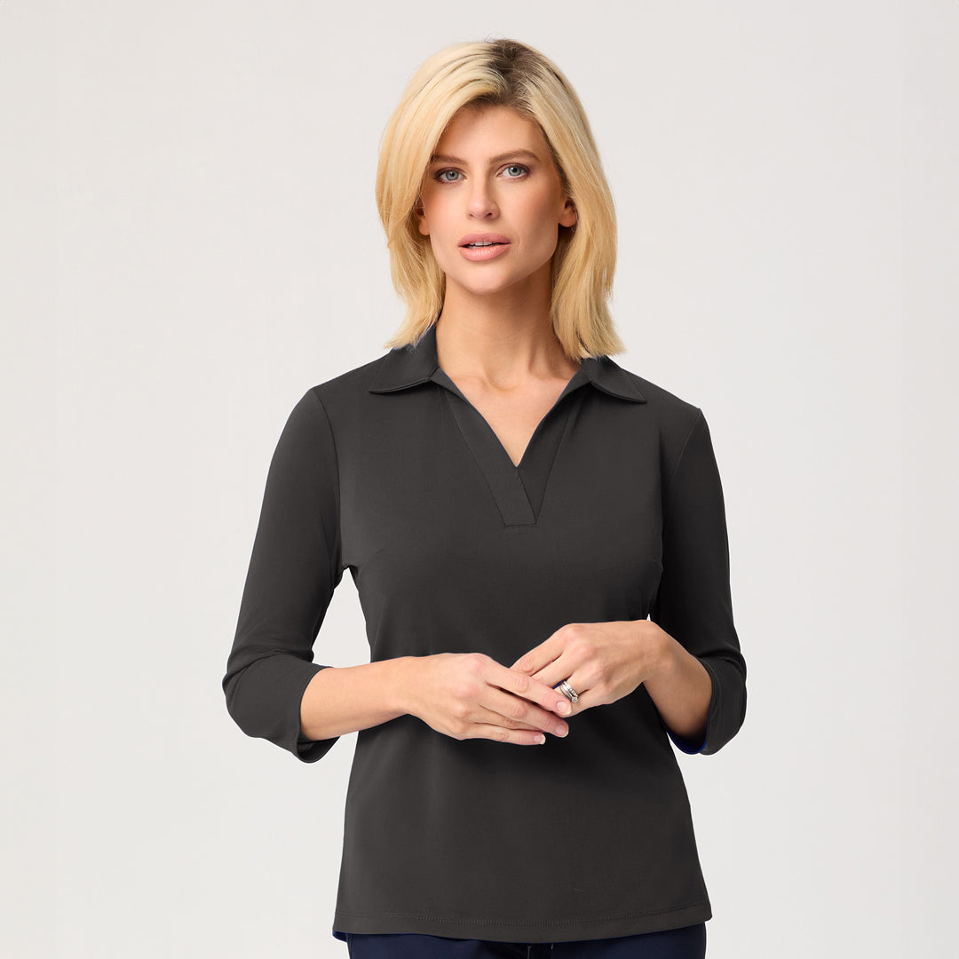 House of Uniforms The Ella Knit Top | Ladies | 3/4 Sleeve City Collection Charcoal