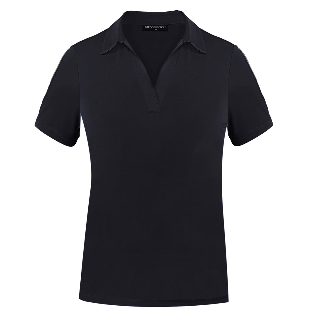 House of Uniforms The Ella Knit Top | Ladies | Short Sleeve City Collection Black