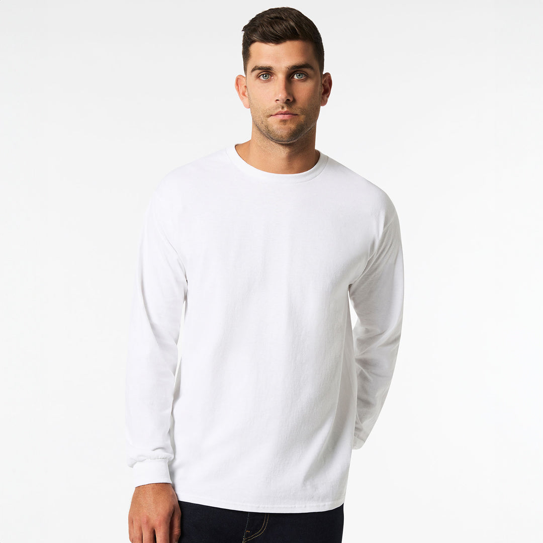 House of Uniforms The Ultra Cotton Tee | Long Sleeve | Adults Gildan White