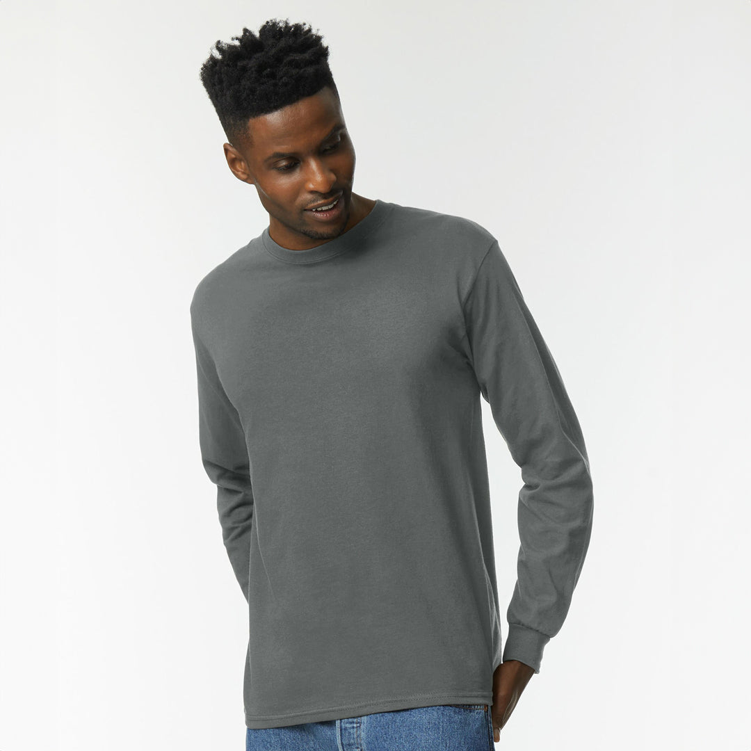 House of Uniforms The Ultra Cotton Tee | Long Sleeve | Adults Gildan Charcoal