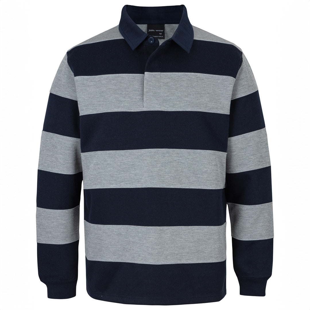 House of Uniforms The Striped Rugby Top | Adults Jbs Wear Navy/Grey Marle