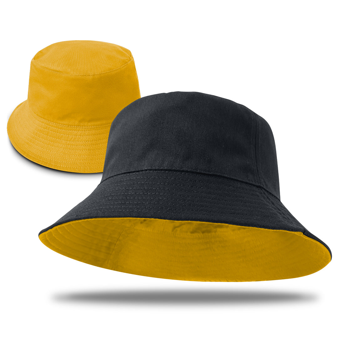 House of Uniforms The Switch Reversible Bucket Hat | Adults Legend Black/Gold