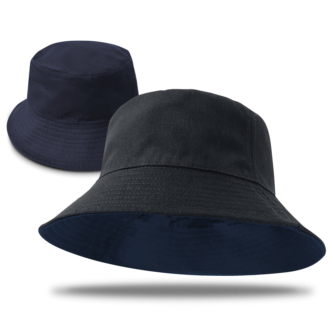 House of Uniforms The Switch Reversible Bucket Hat | Adults Legend Black/Navy