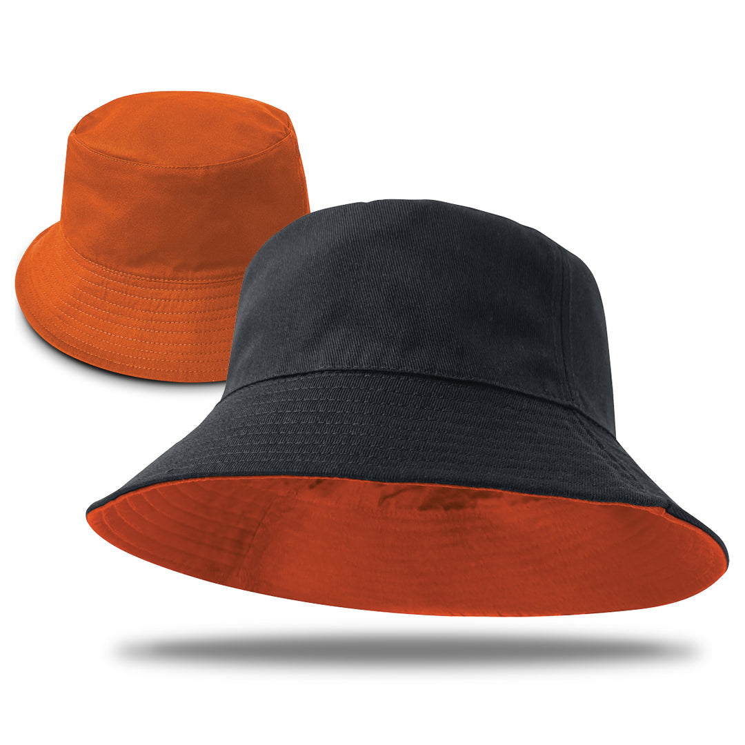 House of Uniforms The Switch Reversible Bucket Hat | Adults Legend Black/Orange