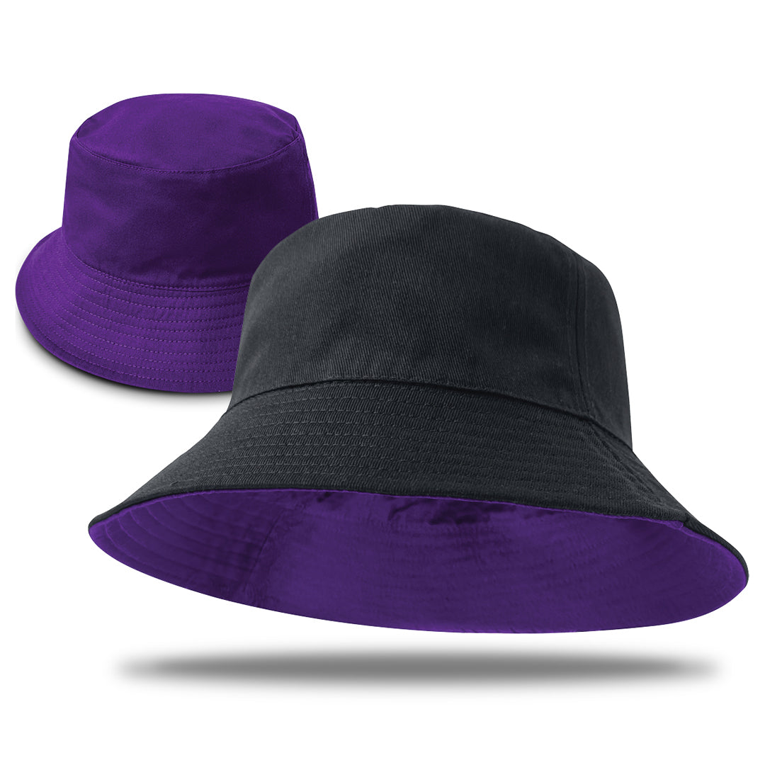 House of Uniforms The Switch Reversible Bucket Hat | Adults Legend Black/Purple