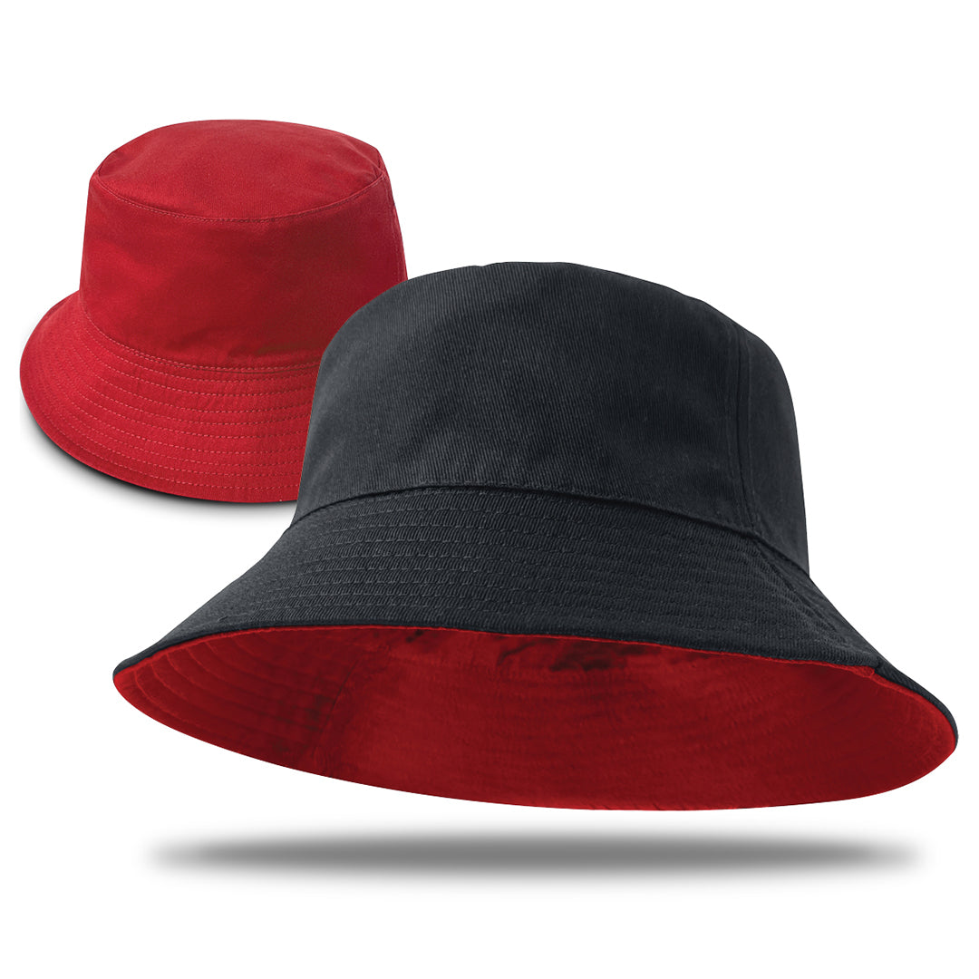 House of Uniforms The Switch Reversible Bucket Hat | Adults Legend Black/Red