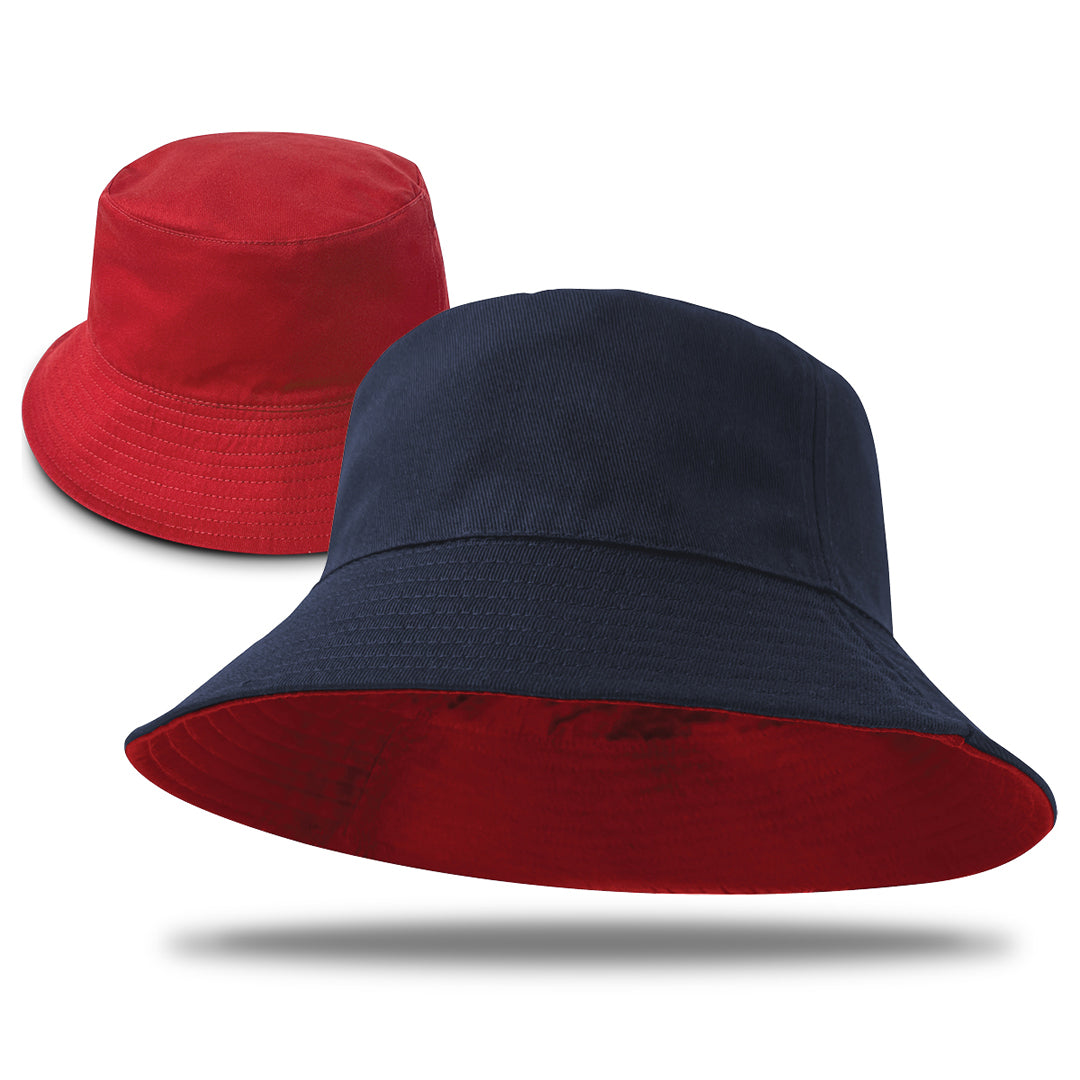 House of Uniforms The Switch Reversible Bucket Hat | Adults Legend Navy/Red