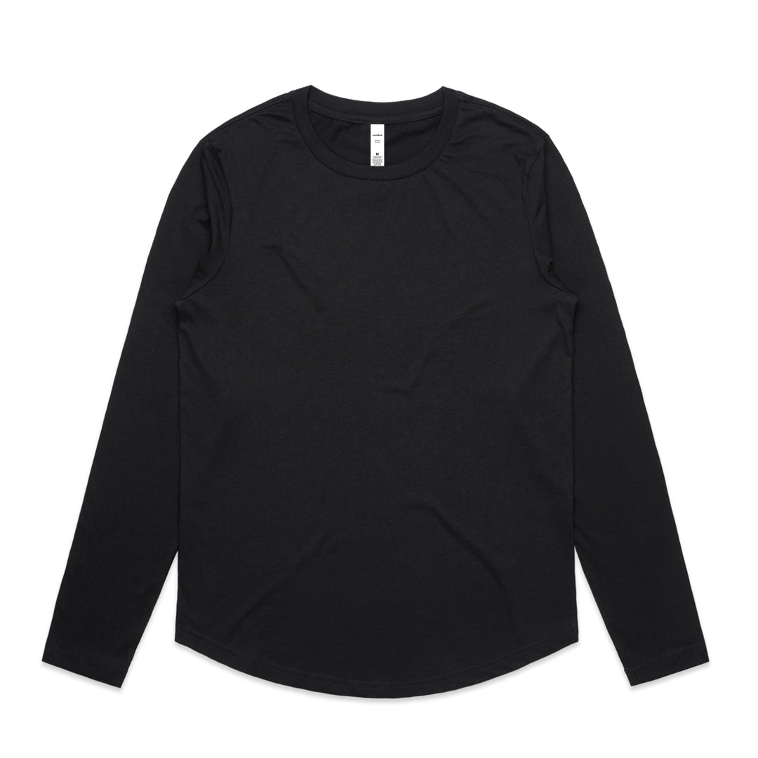 House of Uniforms The Maple Curve Tee | Ladies | Long Sleeve AS Colour Black