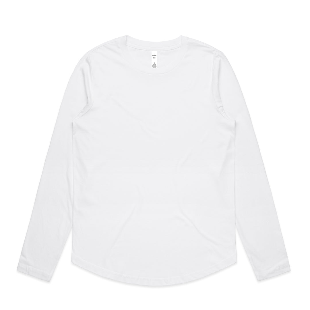 House of Uniforms The Maple Curve Tee | Ladies | Long Sleeve AS Colour White