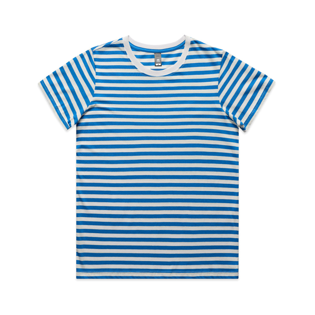 House of Uniforms The Maple Stripe Tee | Ladies AS Colour Natural/Mid Blue