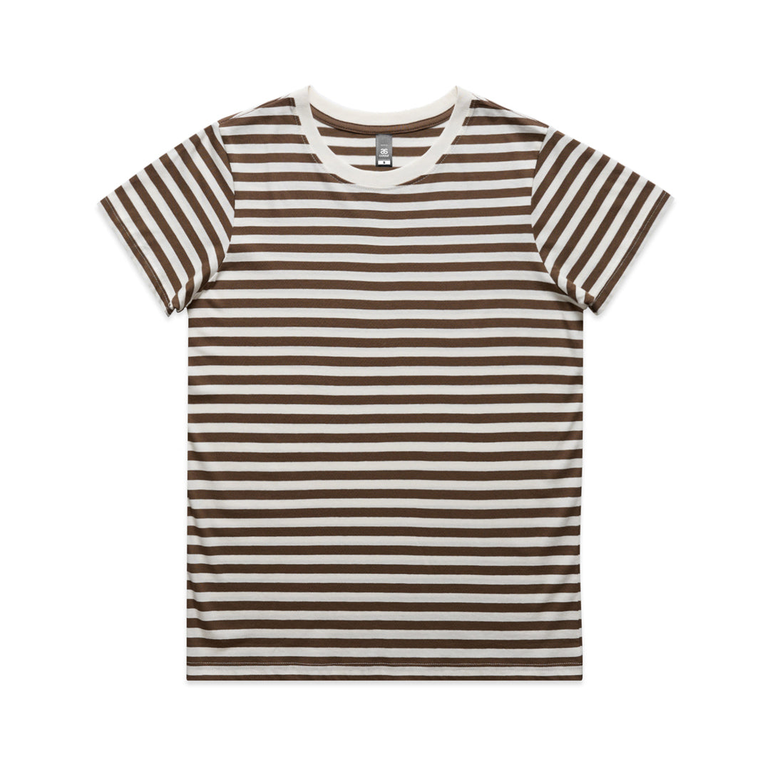 House of Uniforms The Maple Stripe Tee | Ladies AS Colour Natural/Walnut