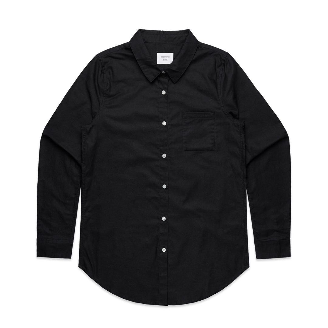 House of Uniforms The Oxford Shirt | Long Sleeve | Ladies AS Colour Black
