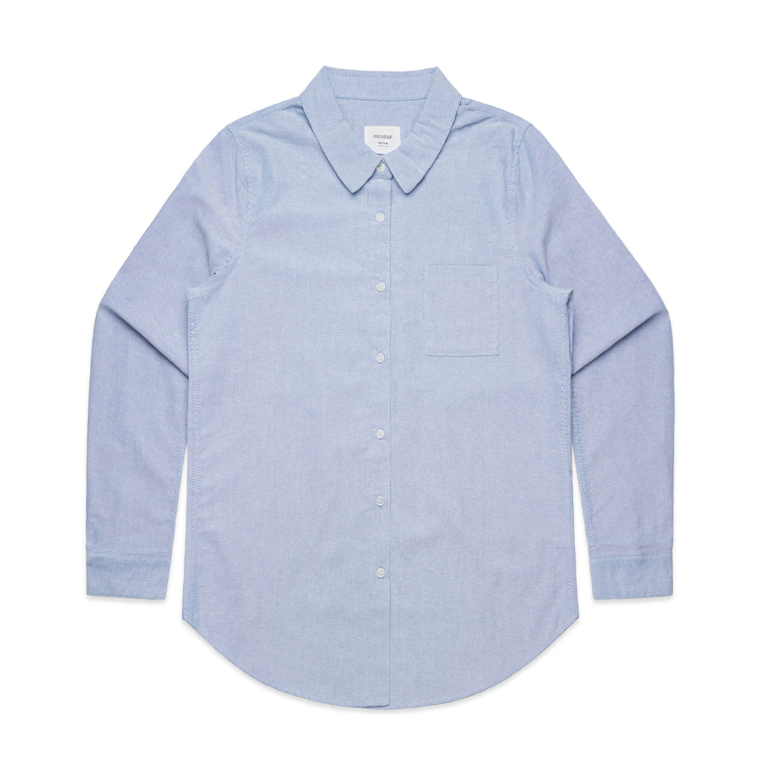 House of Uniforms The Oxford Shirt | Long Sleeve | Ladies AS Colour Light Blue
