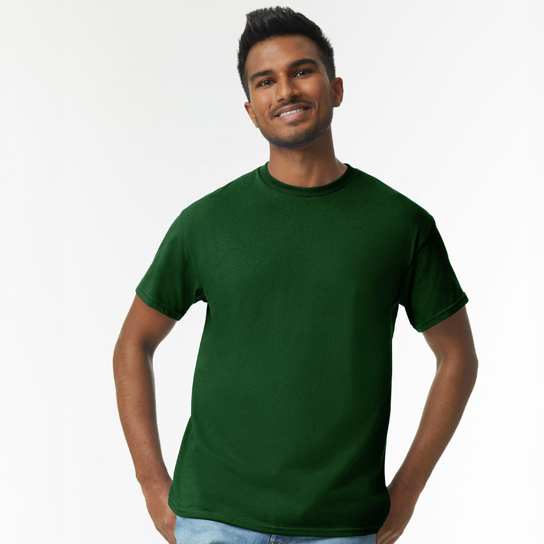 House of Uniforms The Heavy Cotton Tee | Adults Gildan Forest Green