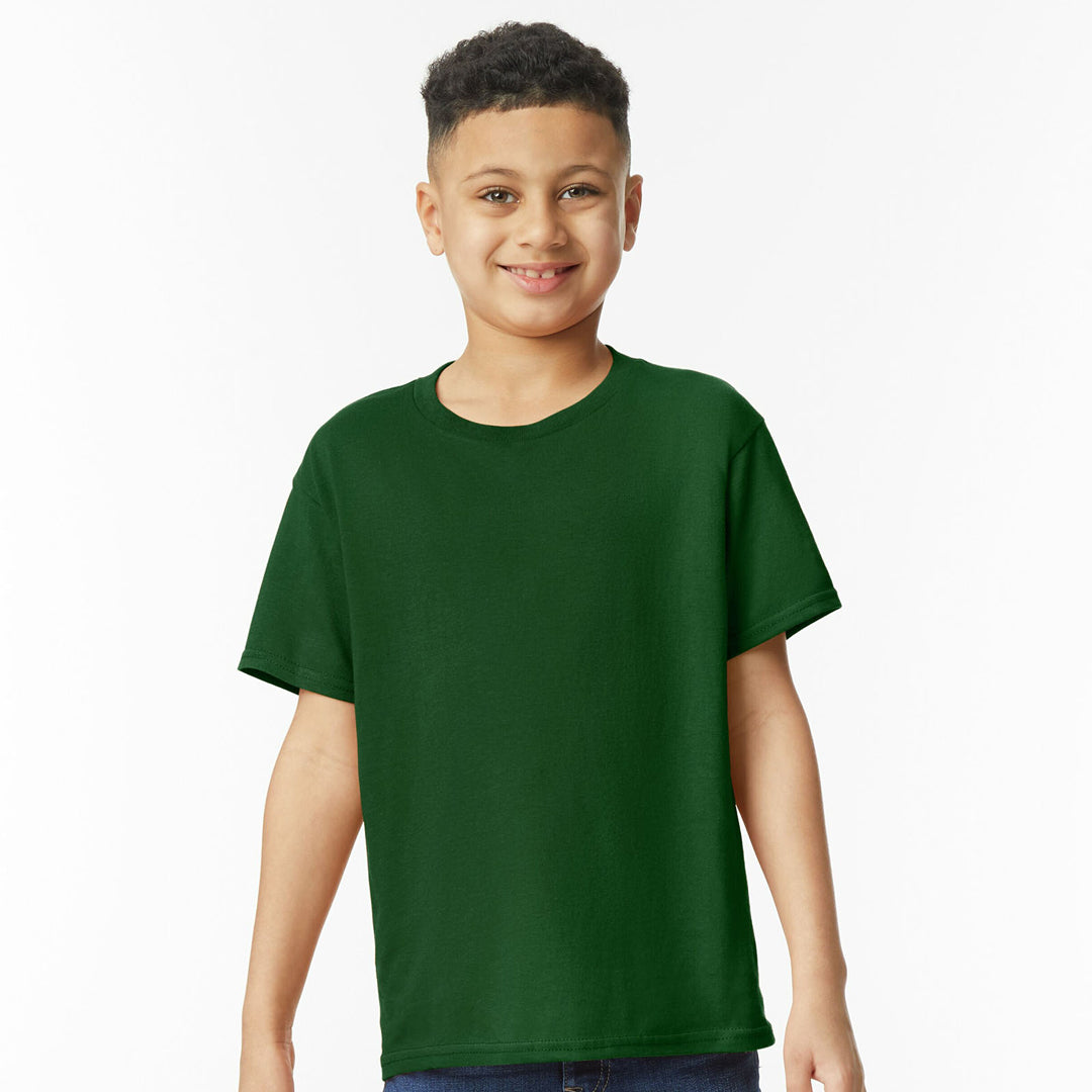 House of Uniforms The Heavy Cotton Tee | Youth Gildan Forest Green