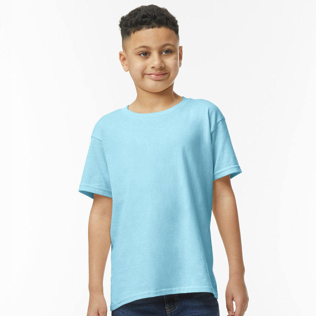 House of Uniforms The Heavy Cotton Tee | Youth Gildan Light Blue