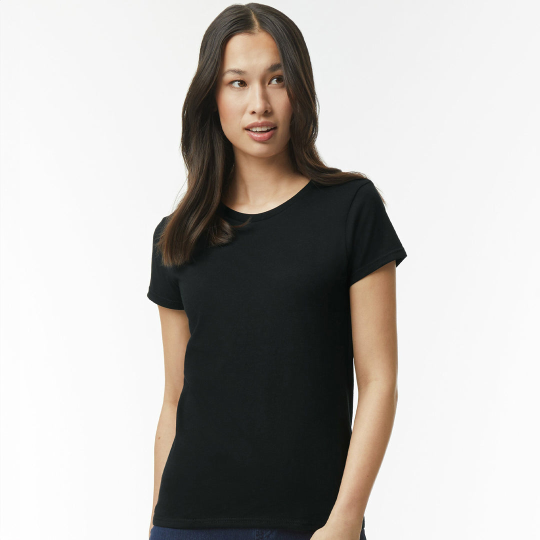 House of Uniforms The Heavy Cotton Tee | Ladies Gildan Black