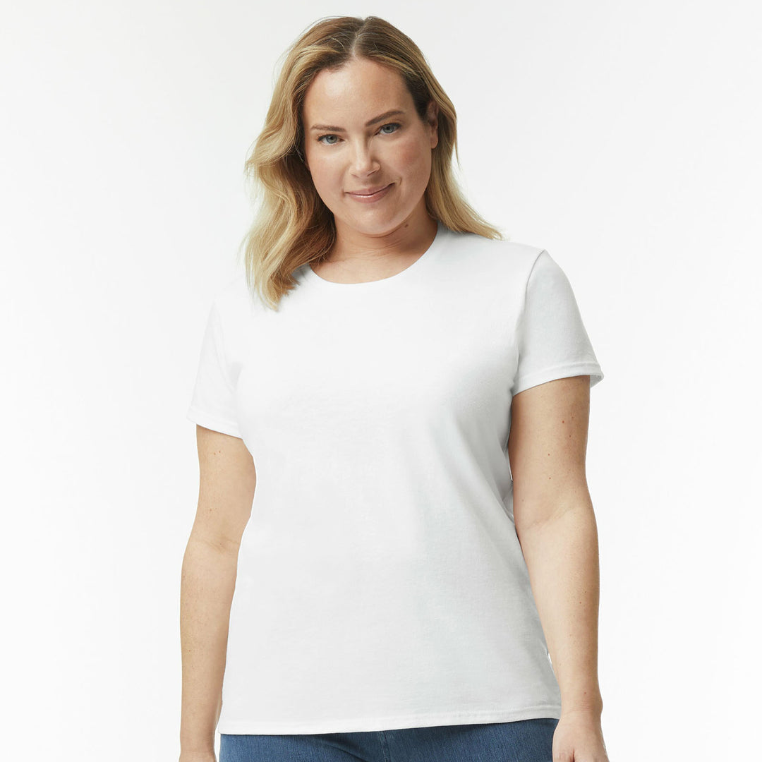 House of Uniforms The Heavy Cotton Tee | Ladies Gildan White