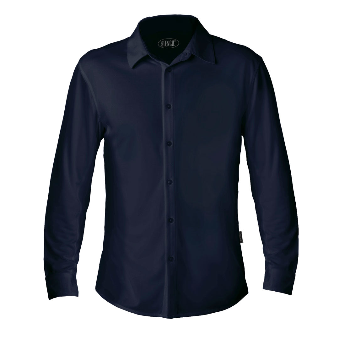 House of Uniforms The Liberty Shirt | Long Sleeve | Mens Stencil Navy