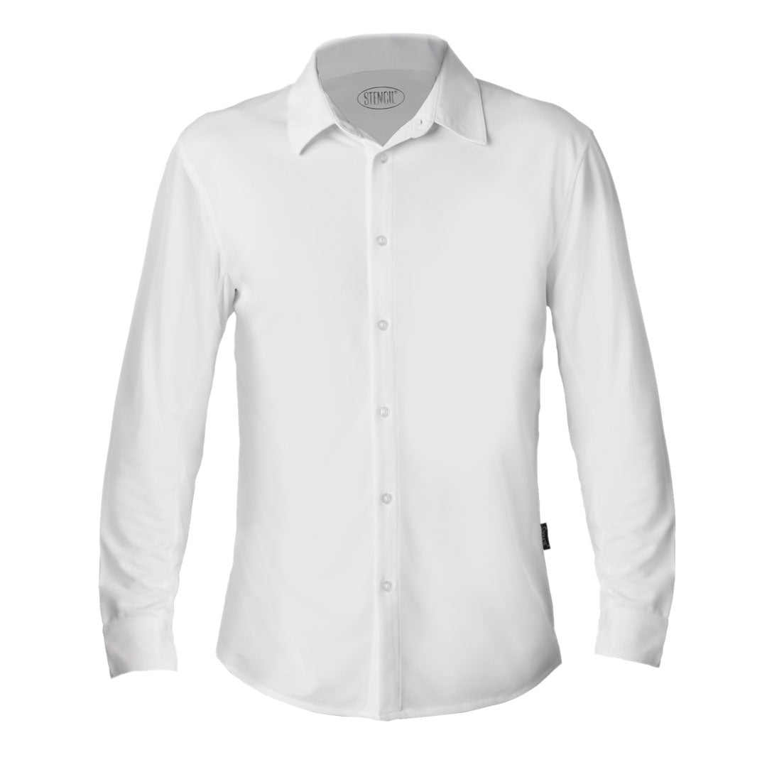 House of Uniforms The Liberty Shirt | Long Sleeve | Mens Stencil White