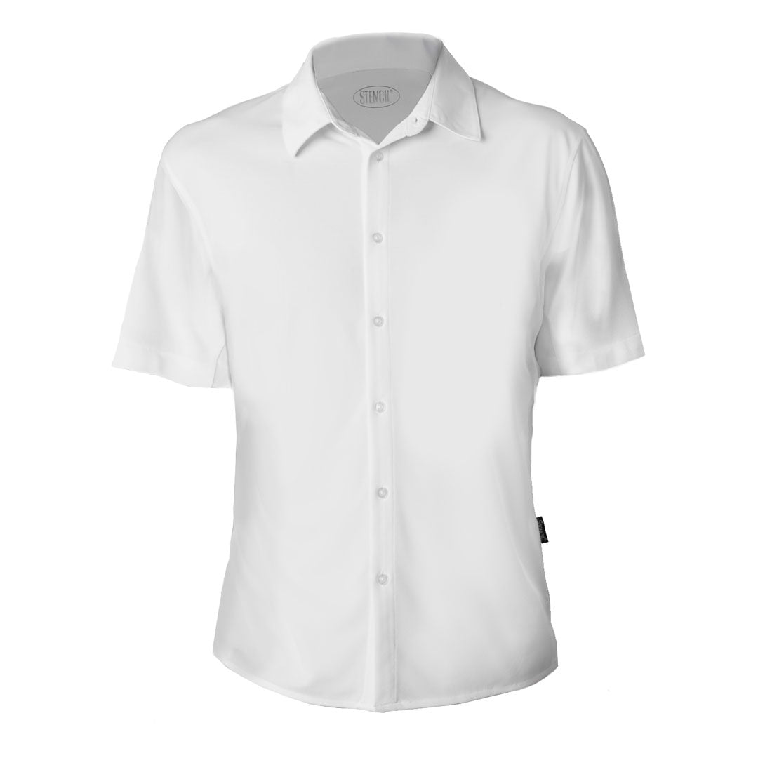 House of Uniforms The Liberty Shirt | Short Sleeve | Mens Stencil White