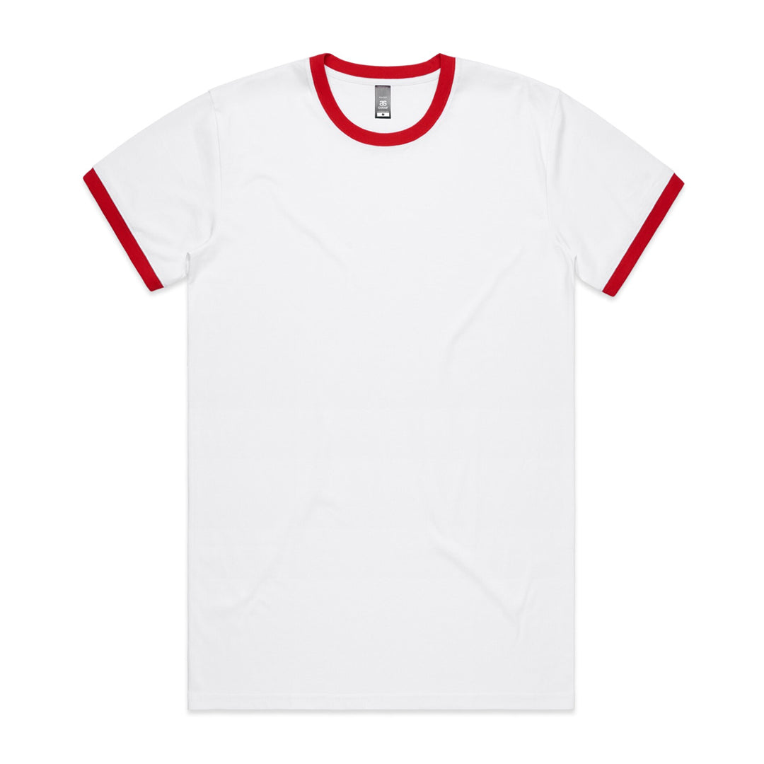 House of Uniforms The Staple Ringer Tee | Mens | Short Sleeve AS Colour White/Red