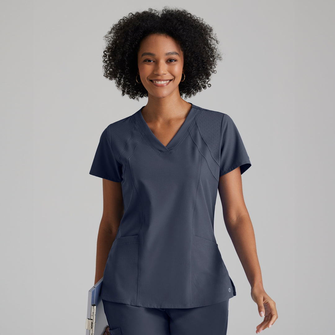 House of Uniforms 4 Pocket Racer Scrub Top | Ladies | Barco One Barco One Steel