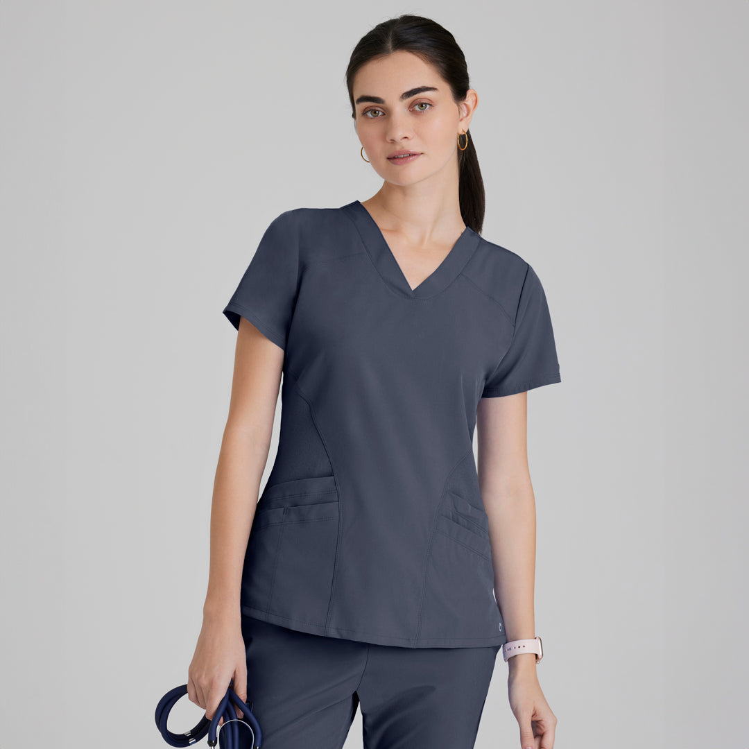 House of Uniforms 5 Pocket Pulse Scrub Top | Ladies | Barco One Barco One Steel