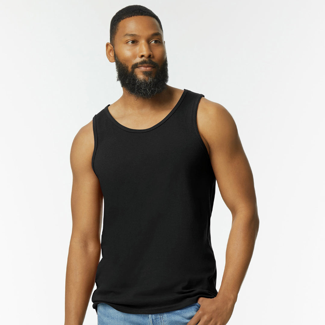 House of Uniforms The Heavy Cotton Tank | Adults Gildan Black