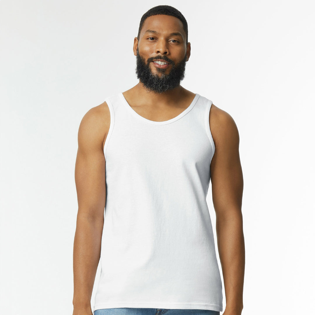 House of Uniforms The Heavy Cotton Tank | Adults Gildan White