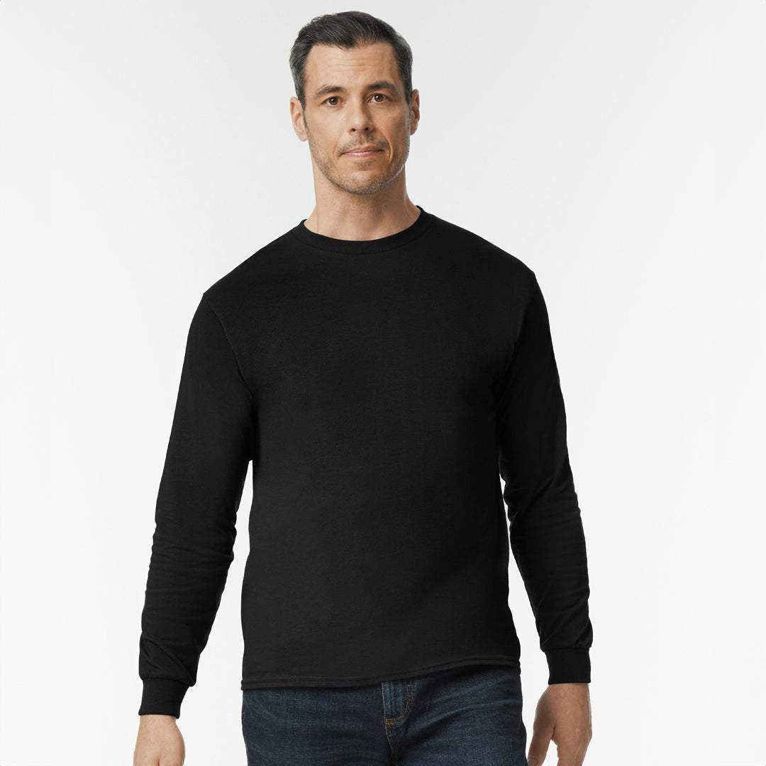 House of Uniforms The Heavy Cotton Tee | Long Sleeve | Adults Gildan Black