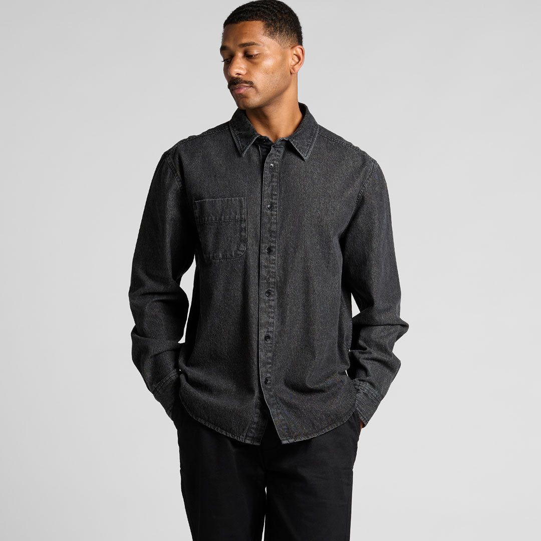 House of Uniforms The Stone Wash Shirt | Mens | Long Sleeve AS Colour 