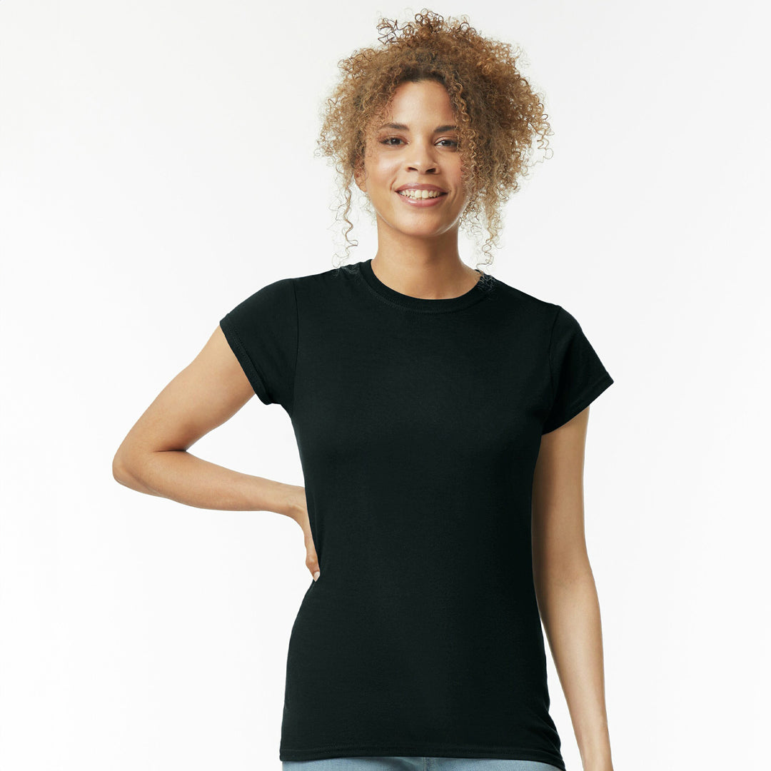 House of Uniforms The Softstyle Crew Neck Tee | Ladies Gildan Black