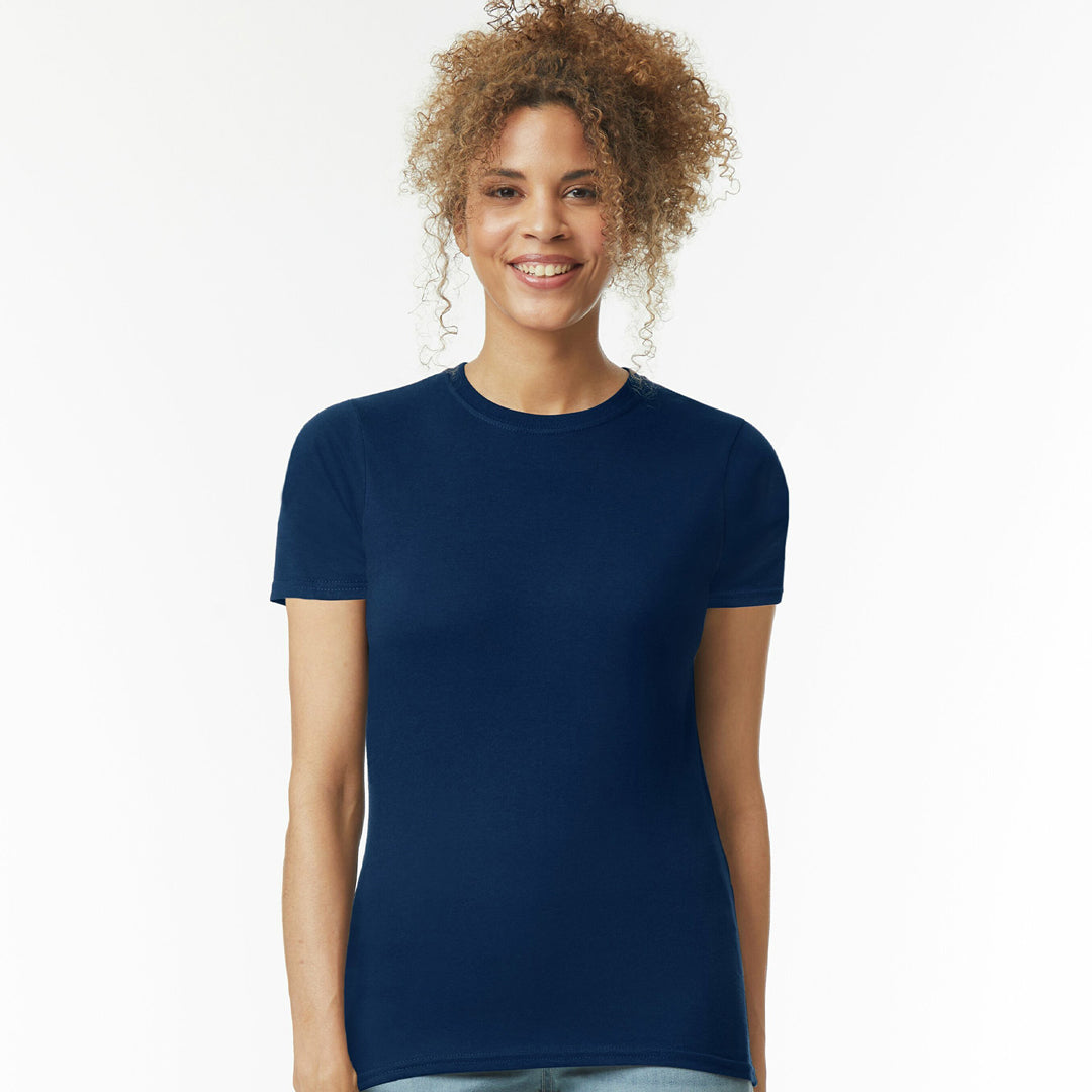 House of Uniforms The Softstyle Crew Neck Tee | Ladies Gildan Navy