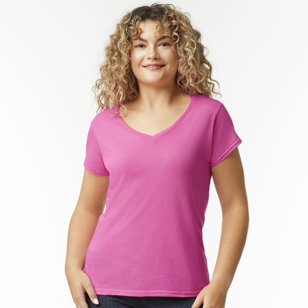 House of Uniforms The Softstyle V-Neck Tee | Ladies Gildan Azalea