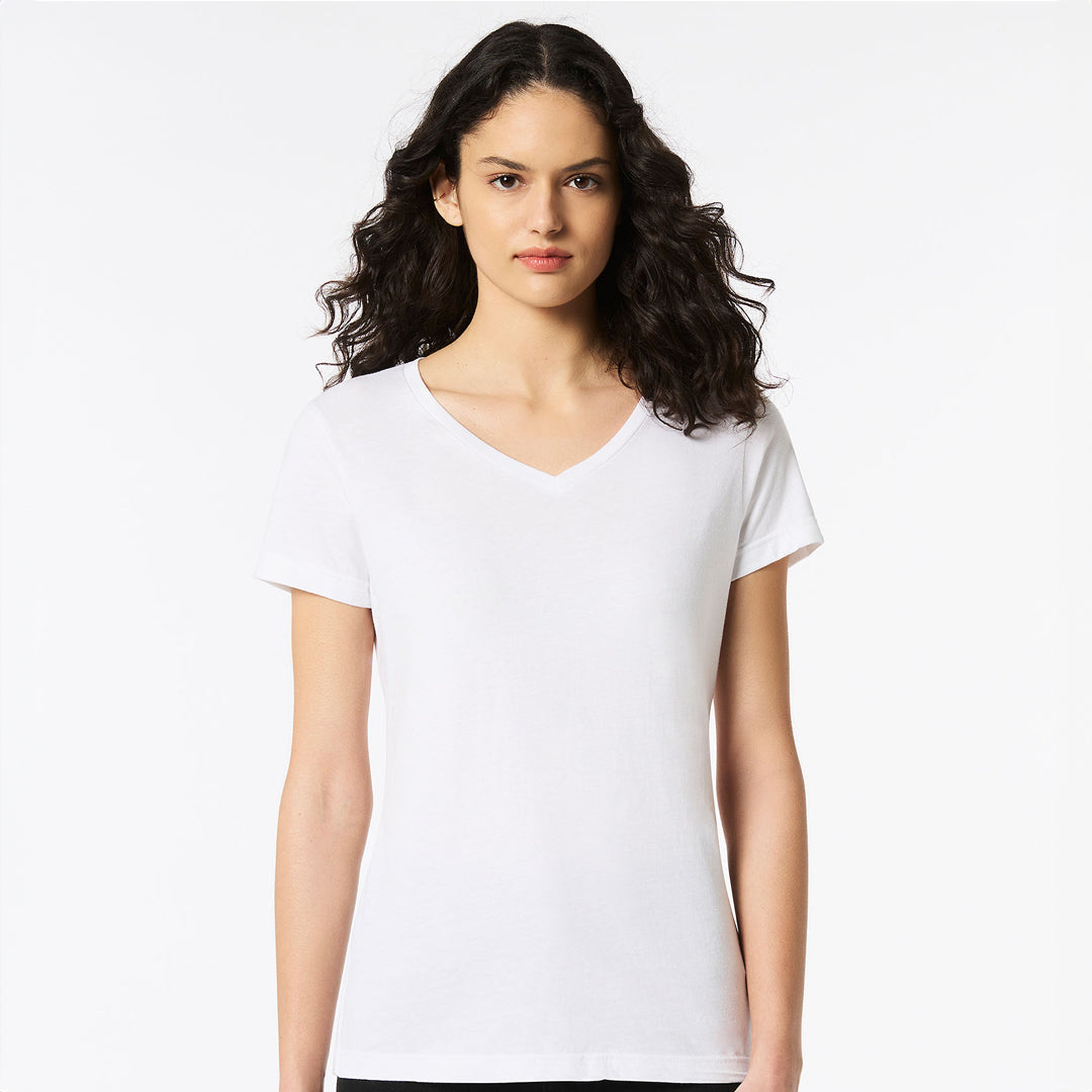 House of Uniforms The Softstyle V-Neck Tee | Ladies Gildan White